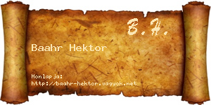 Baahr Hektor névjegykártya